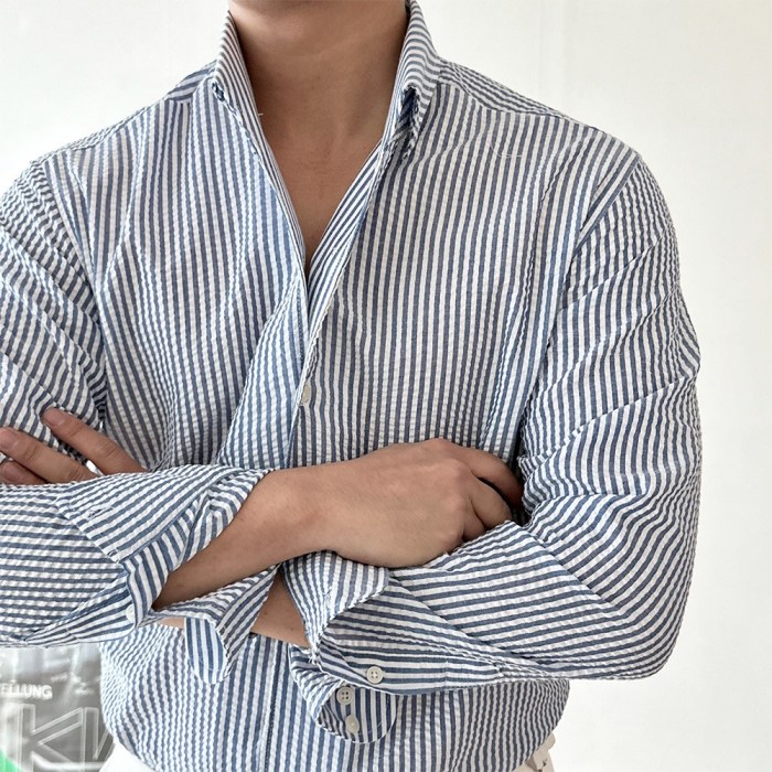 Mens seersucker dress shirt