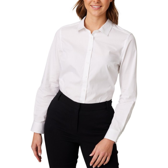 Women's white long sleeve dress shirt