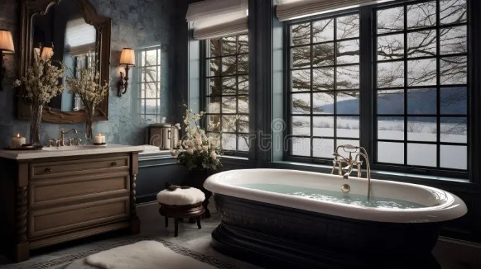 How to decorate a large bathroom tub window